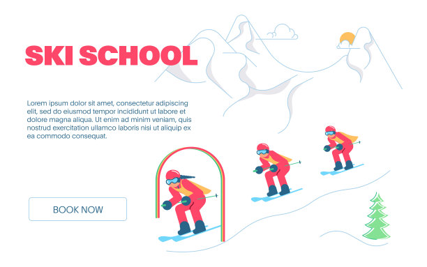 一群孩子在斜坡上学习如何滑雪图片下载