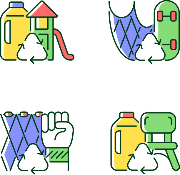 可持续性回收RGB颜色图标集图片下载