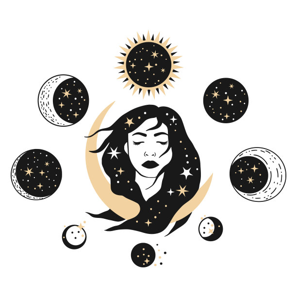 波西米亚天体女人与月亮图片下载