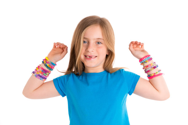 织机，橡皮筋，手镯，金发，小女孩图片下载