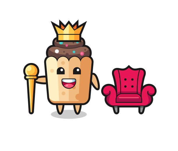 吉祥物卡通的纸杯蛋糕作为国王图片下载