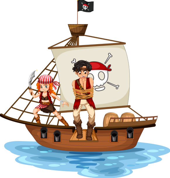 一个男孩卡通人物的海盗概念图片下载