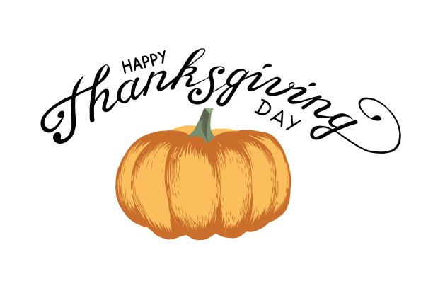 用橙色南瓜写感恩节的信图片下载