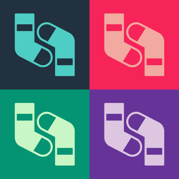 流行艺术袜子图标孤立的颜色背景图片下载