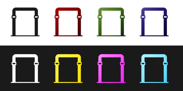 设置运动水平栏图标孤立在黑色图片下载