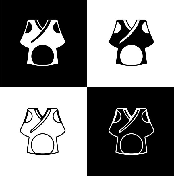 设置和服图标隔离在黑色和白色图片下载