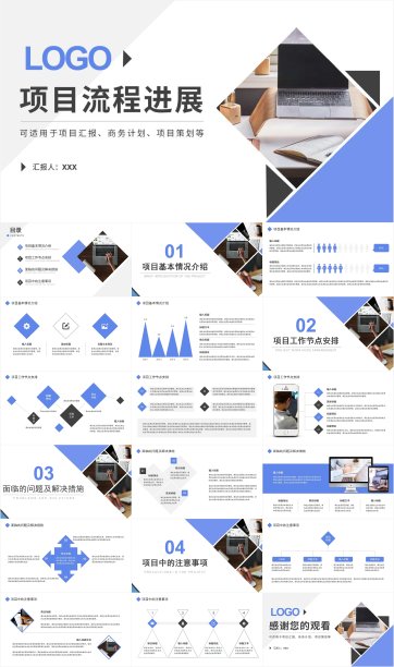 项目进展报告项目管理项目汇报PPT模板图片下载