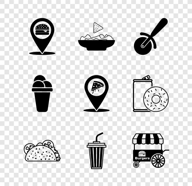 设置地点与汉堡玉米片在盘子披萨图片下载