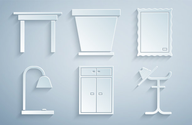 衣柜画，台灯，衣帽架图片下载