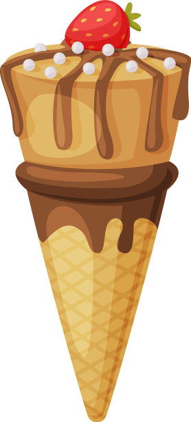 巧克力冰淇淋配草莓蛋筒图片下载