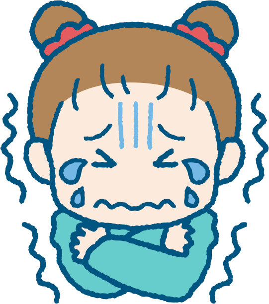 一个女孩在寒冷中颤抖的插图图片下载