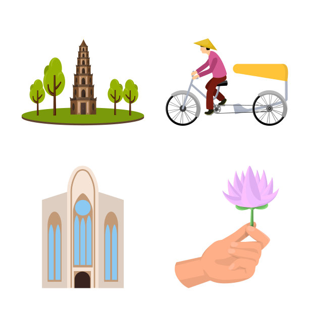 旅游和国家标志集的孤立对象图片下载