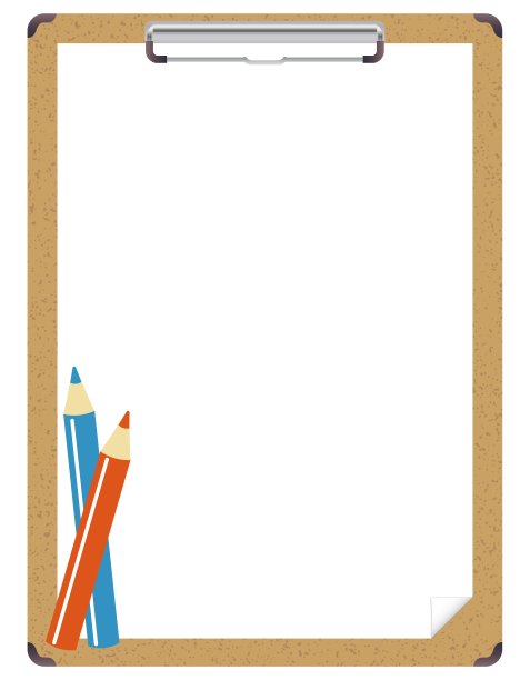 软木板、留言板、彩色铅笔、活页夹、垂直书写/插图材料(矢量插图)图片下载