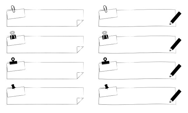 用夹子、大头针等固定的简单单色框架/插图材料(矢量插图)图片下载