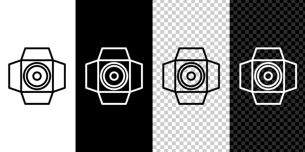 设线电影聚光灯图标孤立在黑色图片下载