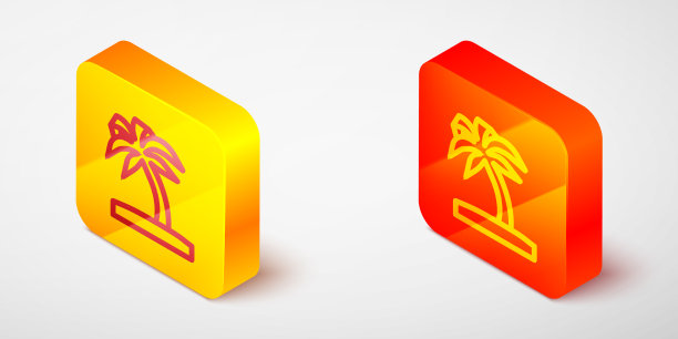 等距线热带棕榈树图标孤立上图片下载