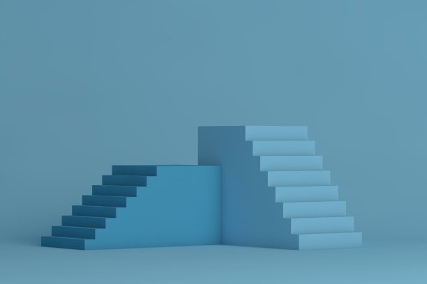 3D渲染蓝色楼梯图片下载