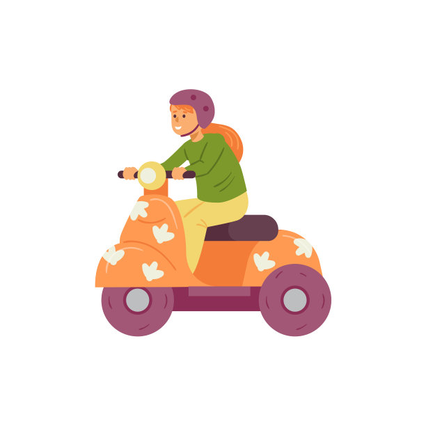 小男孩开摩托车或摩托车图片下载