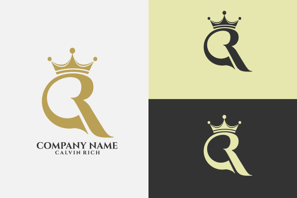 字体字母r与皇冠图形标志设计图片下载