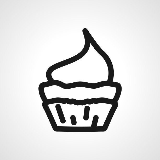 纸杯蛋糕线图标纸杯蛋糕线性轮廓图标图片下载