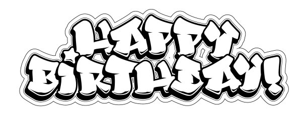 生日快乐涂鸦贺卡黑图片下载