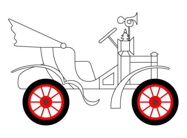 旧汽车上色画图片下载