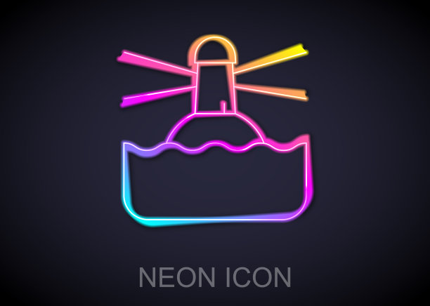 发光的霓虹灯线灯塔图标孤立上图片下载