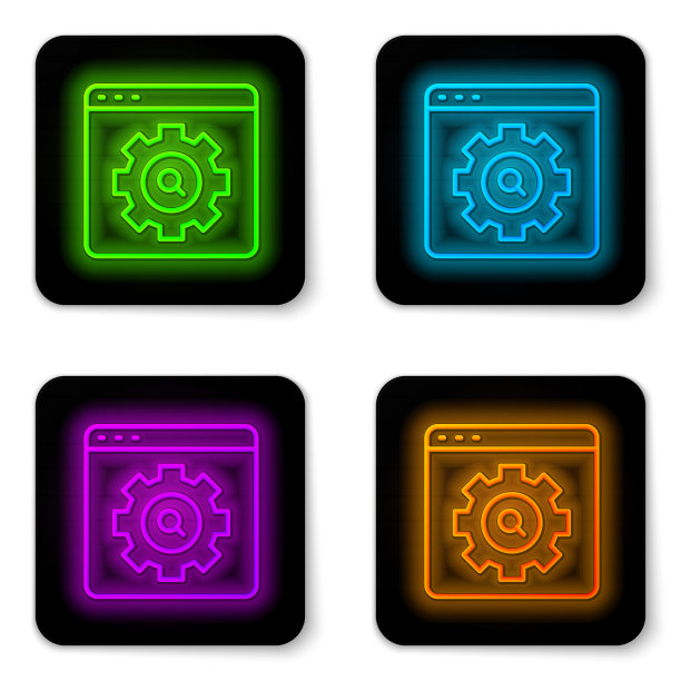 发光的霓虹灯线浏览器设置图标隔离图片下载