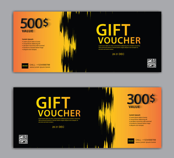 礼券设计在黑色背景图片下载