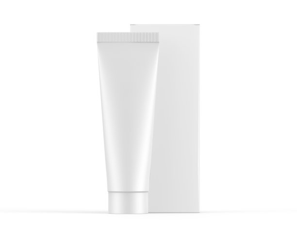 化妆品管包装盒模拟模板孤立的白色背景，准备为设计演示，3d插图图片下载