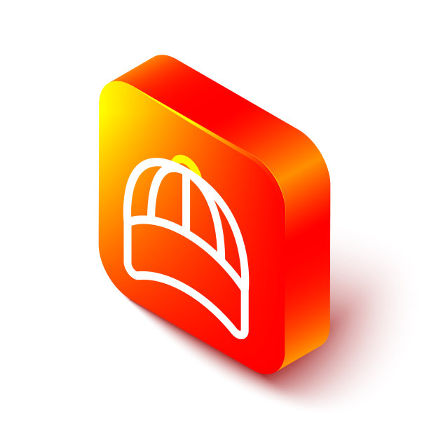 等距线棒球帽图标孤立在白色图片下载