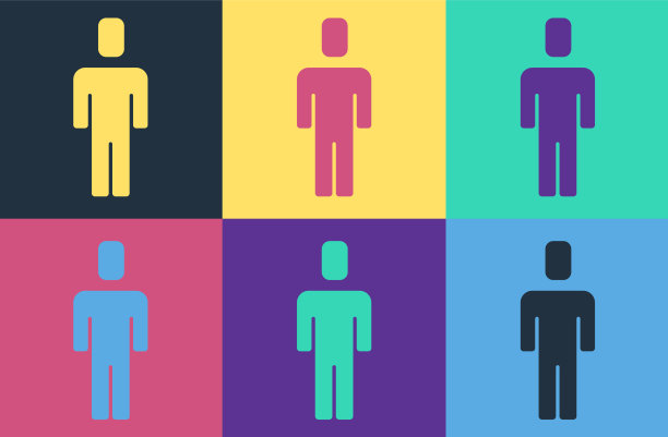 波普艺术的头狩猎图标孤立的颜色图片下载