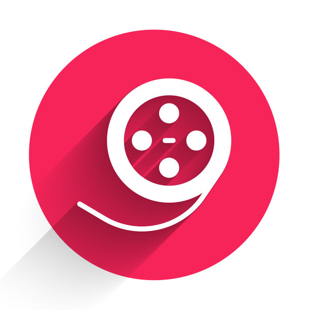 白色胶片卷轴图标孤立与长阴影图片下载