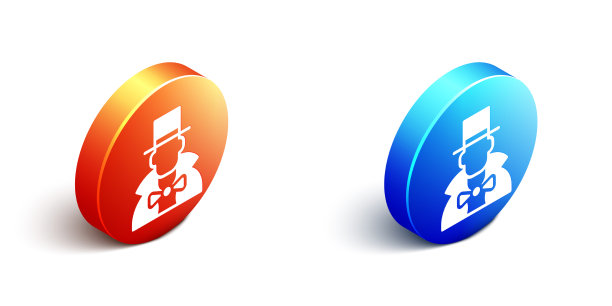 等距魔术师图标孤立在白色图片下载