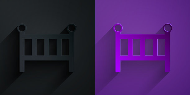 剪纸婴儿床摇篮床图标孤立图片下载