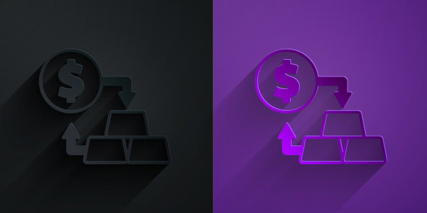 剪纸黄金兑换货币图标孤立上图片下载