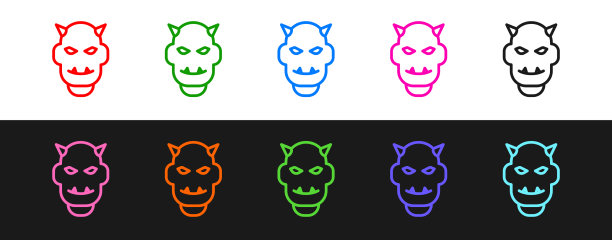 设置线面具的魔鬼与角图标图片下载