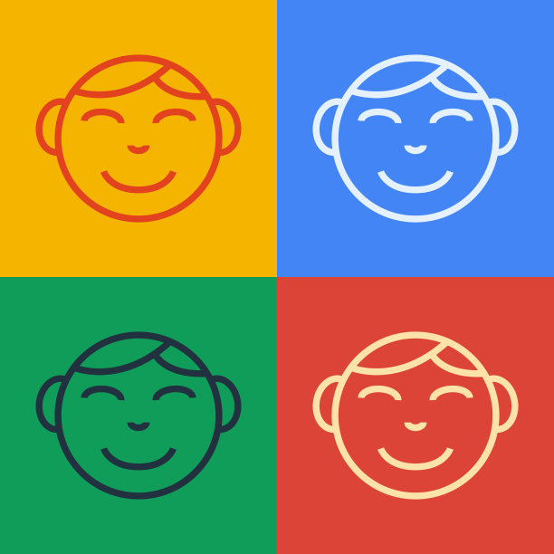 波普艺术线快乐小男孩头图标孤立图片下载