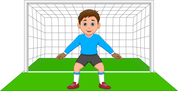 男孩作为守门员踢足球图片下载