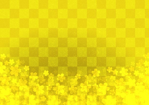 金色格子背景与樱花图案图片下载