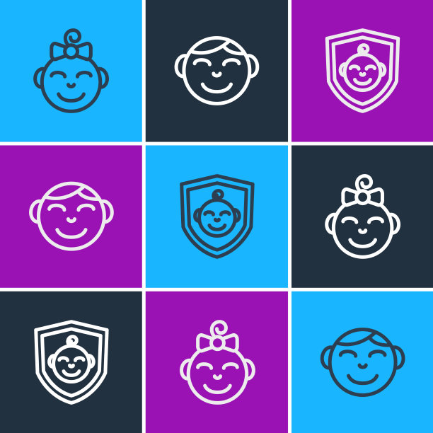 把小女孩的头和小男孩放在盾牌上图片下载