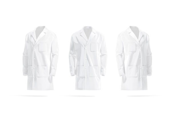 空白的白色医用实验服模型，正面和侧面视图图片下载