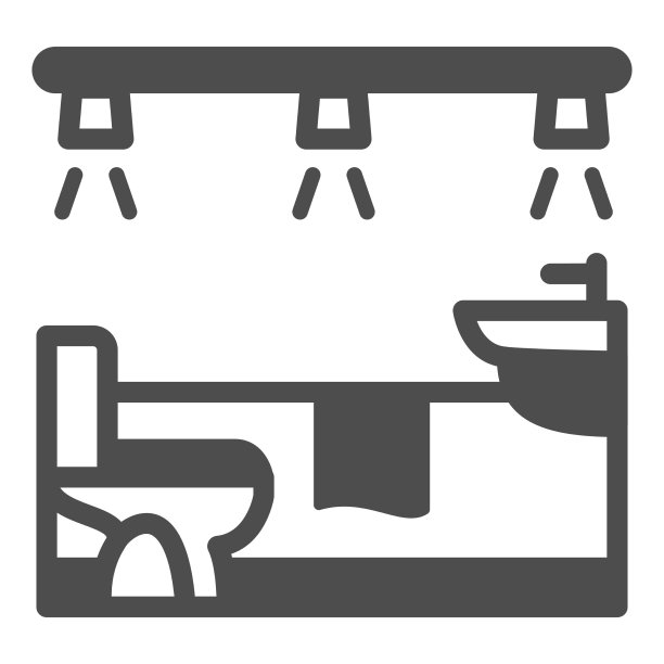 浴室、卫生间和灯具实心图标室内图片下载