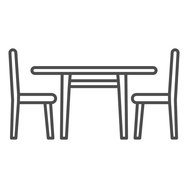 桌椅在咖啡馆细线图标餐饮图片下载
