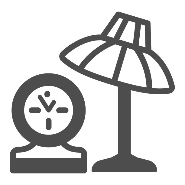 台灯和时钟固态图标室内设计图片下载