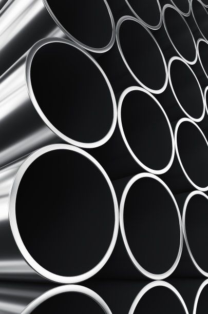 白色背景下金属管的特写。白色背景上孤立的一堆铁管。3 d渲染图图片下载