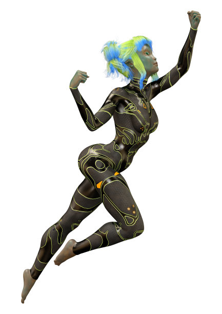 白色背景上的少女外星人3D插画图片下载