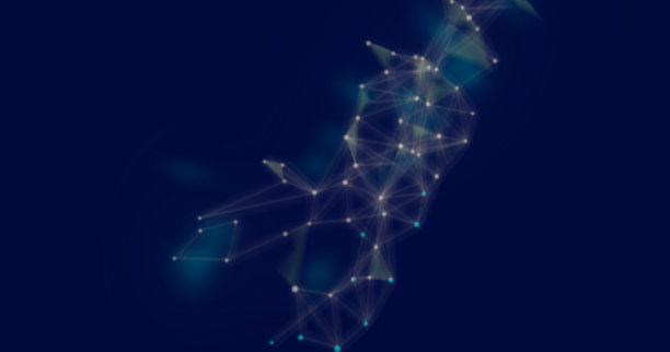 抽象的蓝色丛状几何图形网络通信背景与连线点图片下载