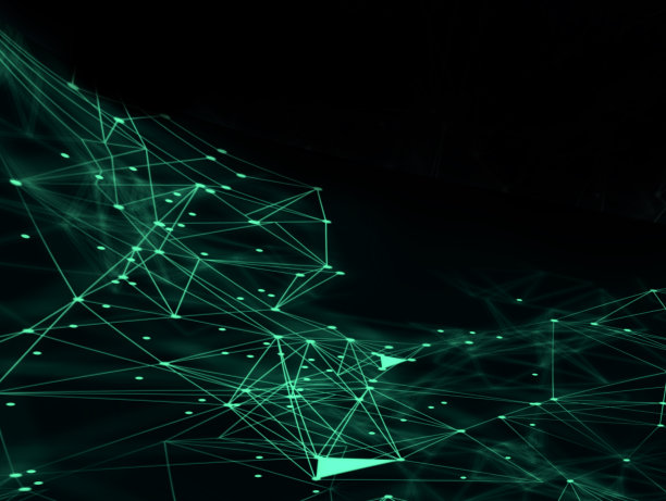 网络，抽象的绿色三角形背景的未来，全球通信数字复制空间图片下载