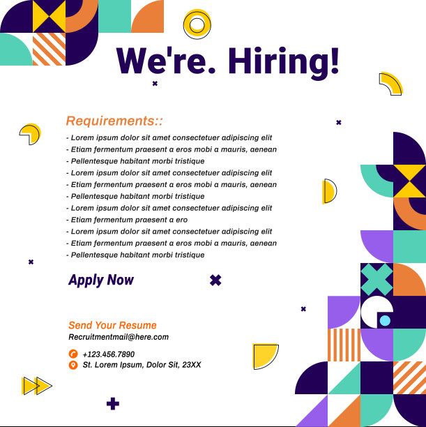 招聘广告模板几何背景。图片下载